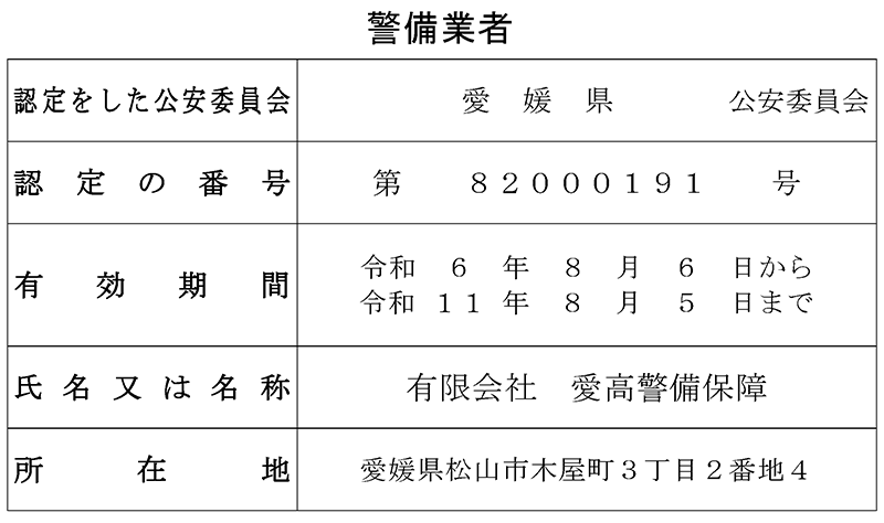 警備業認定標識